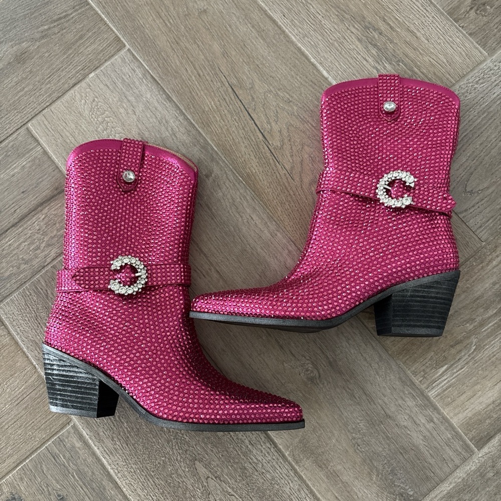 Hot Pink Rhinestone Western Boots